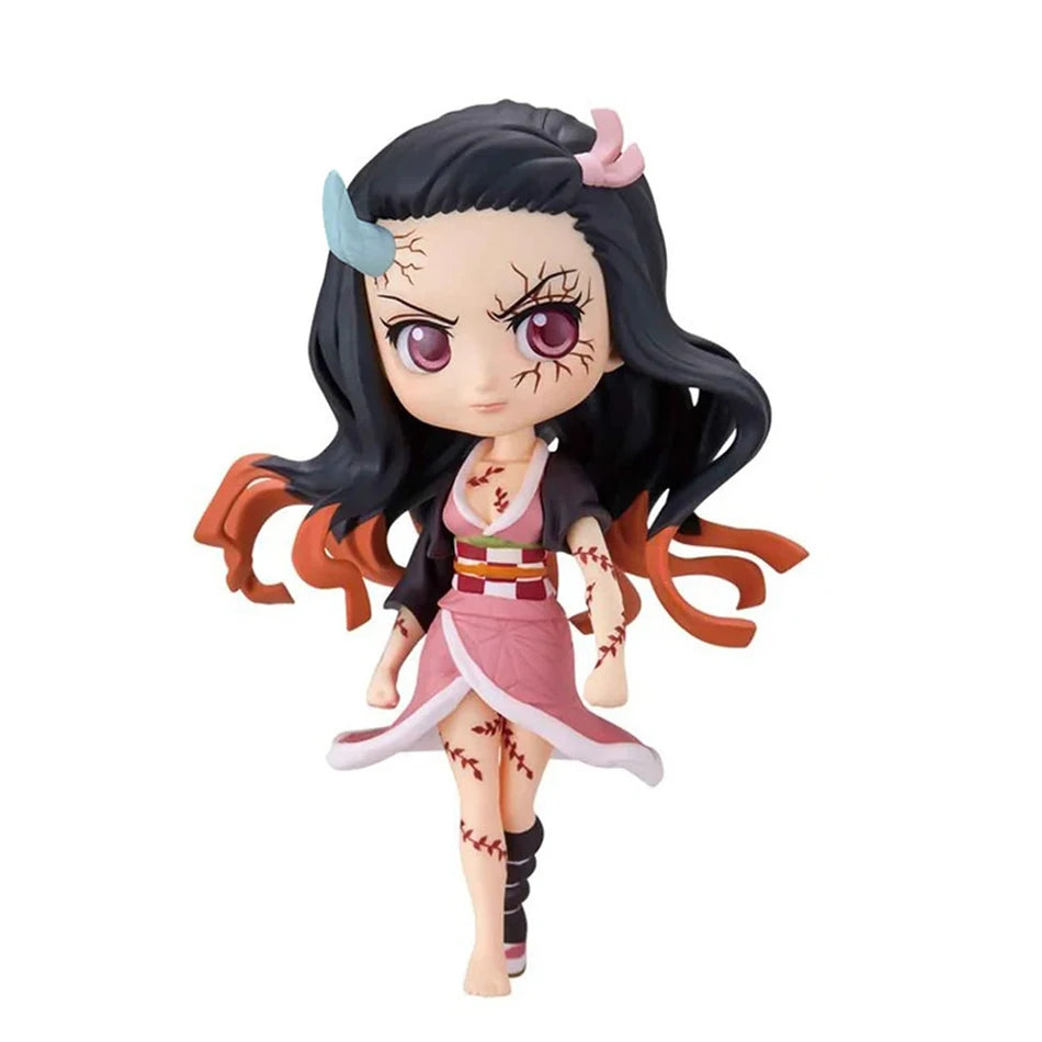 Anime 15cm Demon Slayer Figure Nezuko Tanjirou Zenitsu Inosuke Kyoujurou Giyuu Kawaii Qposket PVC Model Toys children Gift