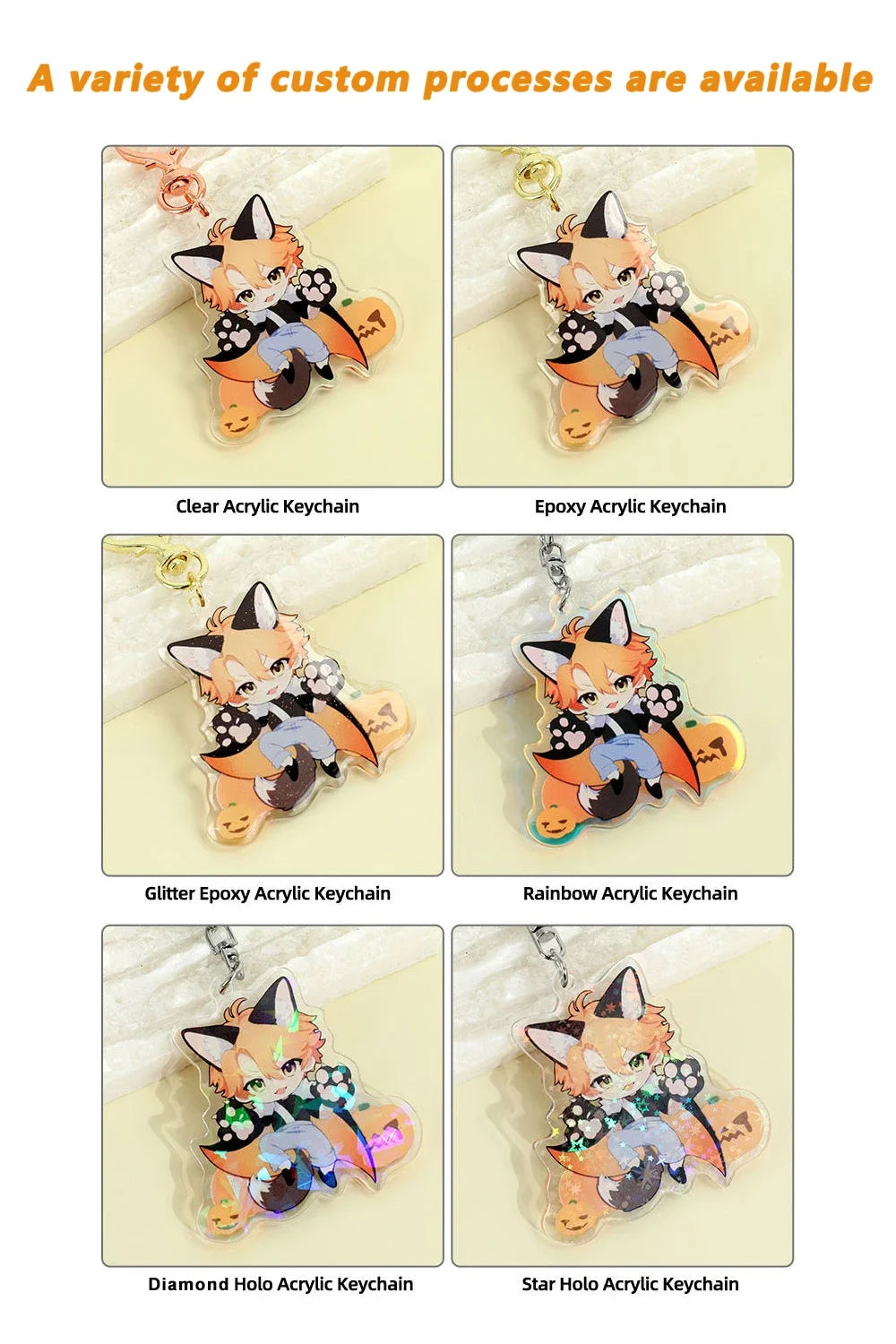 Custom Keychain Cartoon Acrylic Key Chain Photo Customized Anime Charms Hologram Clear Personalized Designer Car Keychains