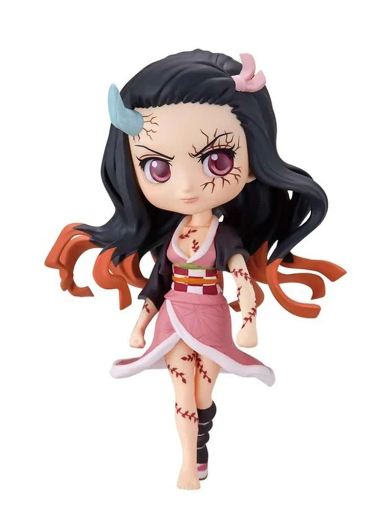 Anime 15cm Demon Slayer Figure Nezuko Tanjirou Zenitsu Inosuke Kyoujurou Giyuu Kawaii Qposket PVC Model Toys children Gift