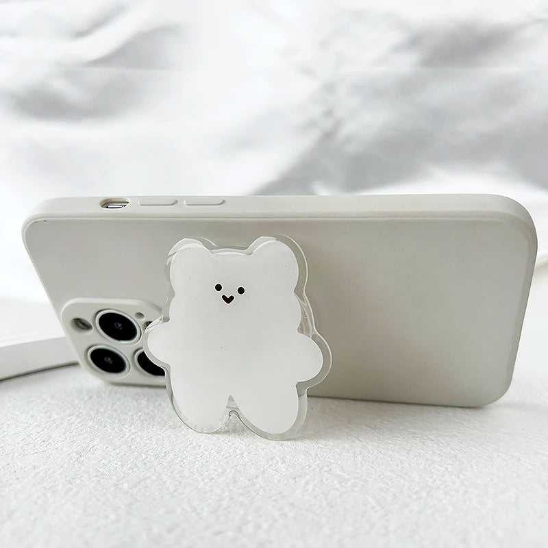 Acrylic Material Cartoon Cute Bear Design Phone Holder Foldable Grip