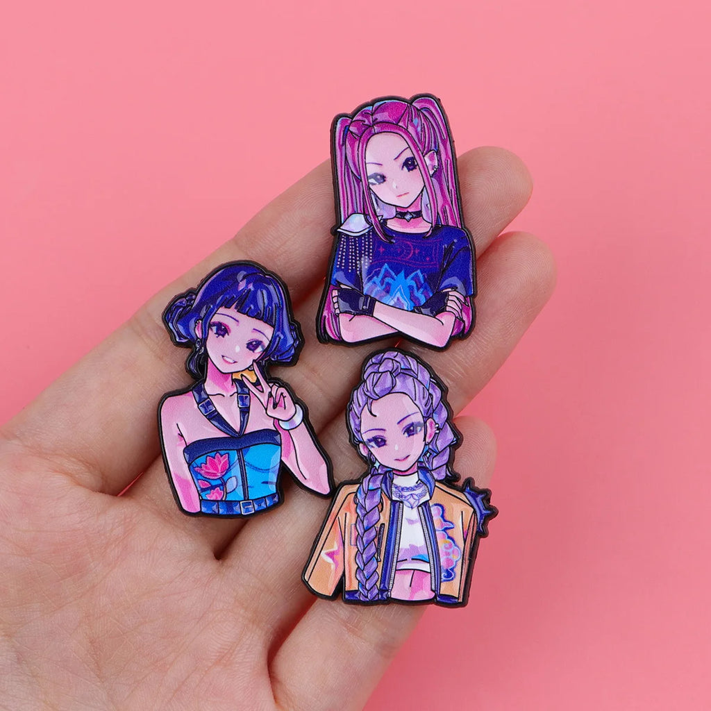 Hot Anime Movie Enamel Pin Demon Lapel Pins for Backpacks Cool Girl Group Cartoon  Badges Cosplay Brooch Clothes Gift Friends