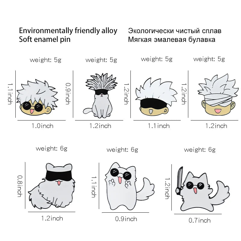 Enamel Pin Kawaii Anime Role Eye Mask Cute Manga Brooches Badge Jujutsu Kaisen Anime Accessories For Backpack Gojo Satoru Cats