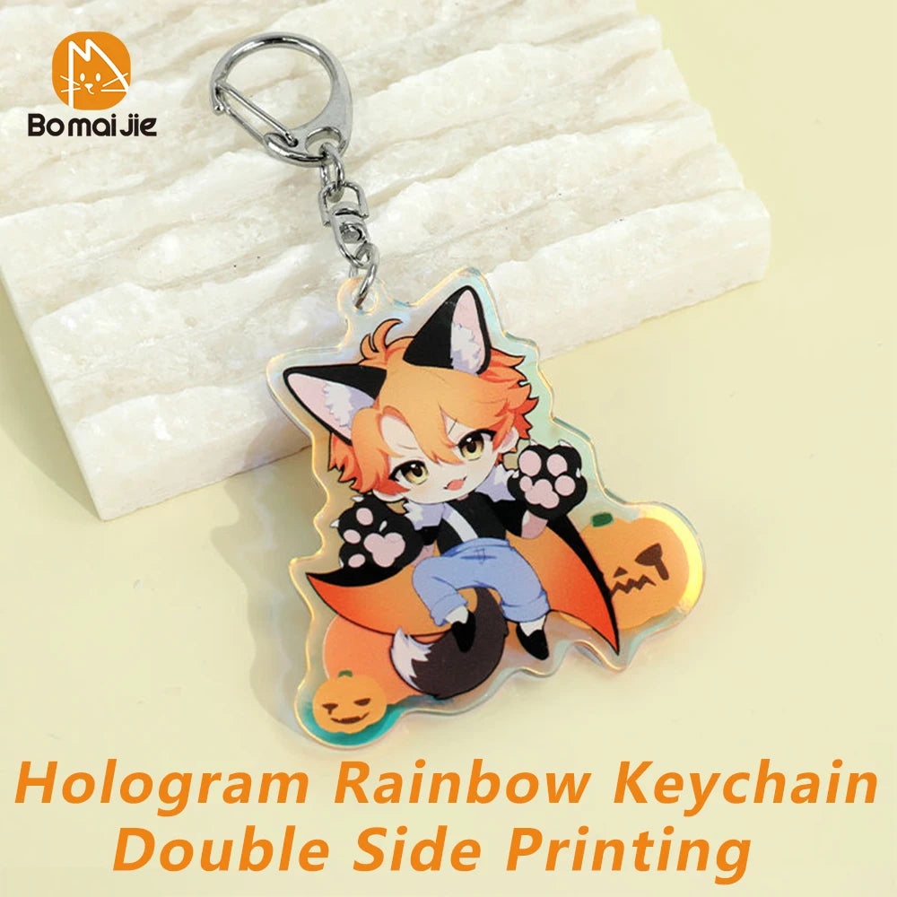 Custom Keychain Cartoon Acrylic Key Chain Photo Customized Anime Charms Hologram Clear Personalized Designer Car Keychains