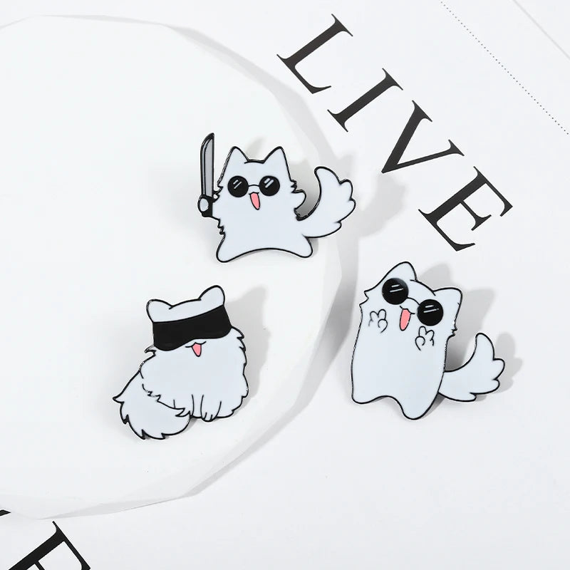 Enamel Pin Kawaii Anime Role Eye Mask Cute Manga Brooches Badge Jujutsu Kaisen Anime Accessories For Backpack Gojo Satoru Cats