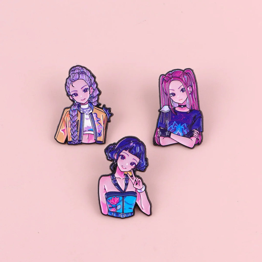 Hot Anime Movie Enamel Pin Demon Lapel Pins for Backpacks Cool Girl Group Cartoon  Badges Cosplay Brooch Clothes Gift Friends