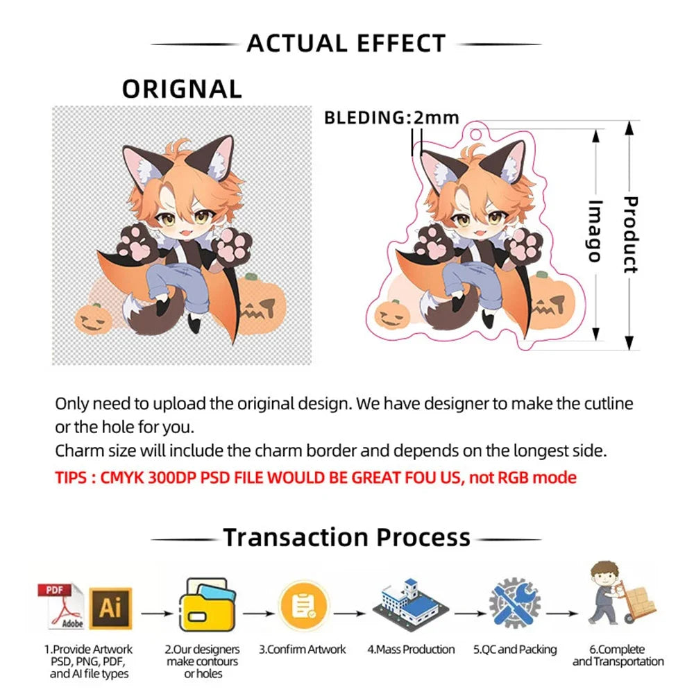 Custom Keychain Cartoon Acrylic Key Chain Photo Customized Anime Charms Hologram Clear Personalized Designer Car Keychains